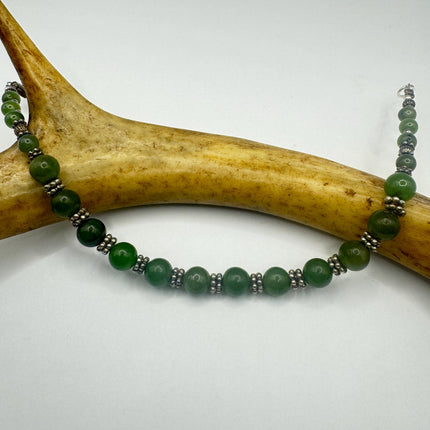 Vintage Green Jade Gold Filled Bracelet - Minimal Everyday Layered Stacking - Dainty Simple Design