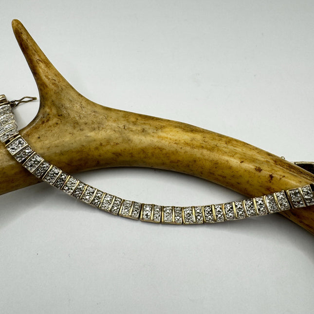 Vintage Silver Tennis Bracelet - Diamond Chip, Stackable Everyday Wear