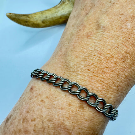 Vintage Silver Charm Bracelet: Layered Mesh Chain, 925 Sterling