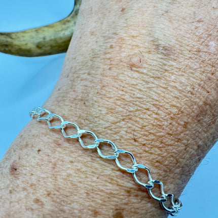 Vintage Silver Charm Bracelet: Layered Mesh Chain, 925 Sterling