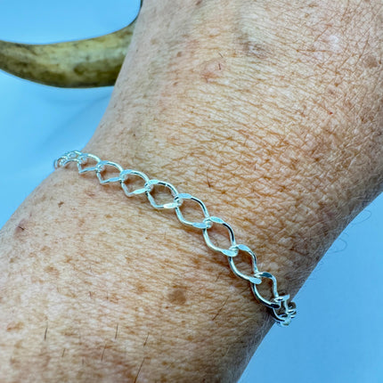 Vintage Silver Charm Bracelet: Layered Mesh Chain, 925 Sterling
