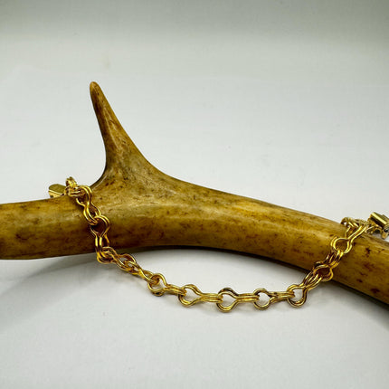 Vintage Gold Filled Mesh Charm Chain Bracelet | 7 Inch