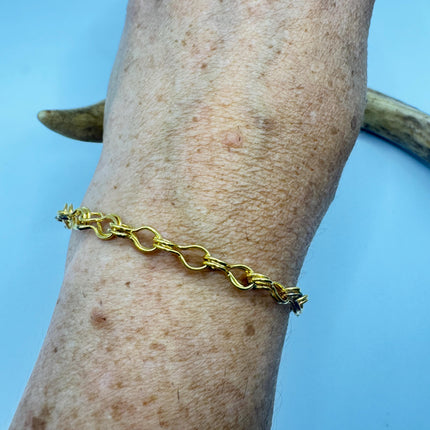 Vintage Gold Filled Mesh Charm Chain Bracelet | 7 Inch