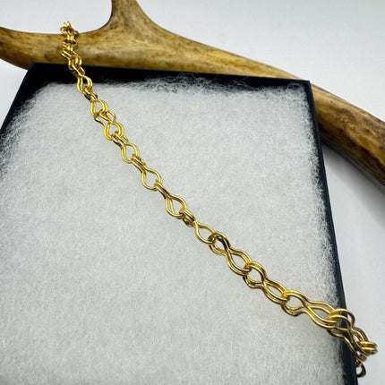 Vintage Gold Filled Mesh Charm Chain Bracelet | 7 Inch