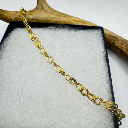 Vintage Gold Filled Mesh Charm Chain Bracelet | 7 Inch