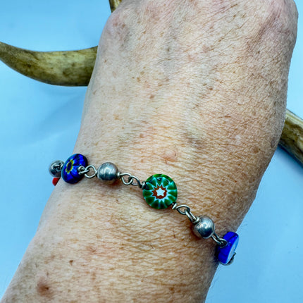 Vintage Venitian Glass Bracelet: Gold Filled Minimalist Layering
