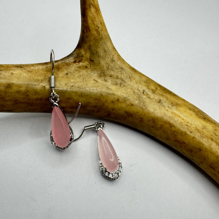 Vintage Pink Rose Quartz Earrings