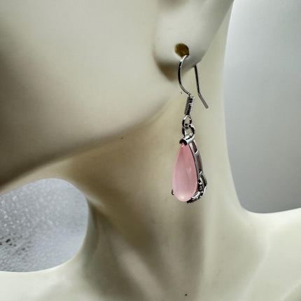 Vintage Pink Rose Quartz Earrings