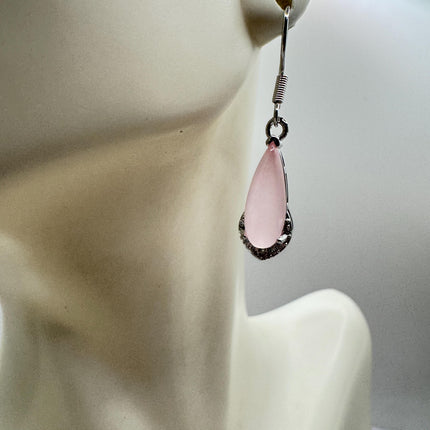 Vintage Pink Rose Quartz Earrings