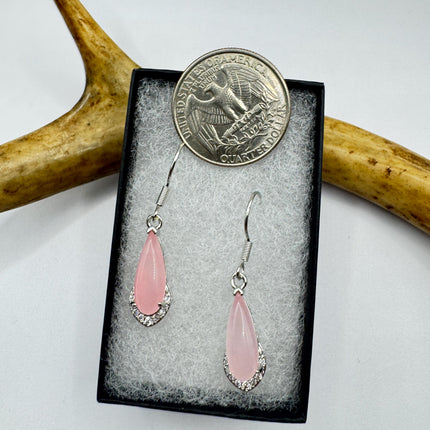 Vintage Pink Rose Quartz Earrings