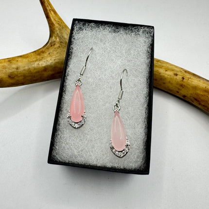 Vintage Pink Rose Quartz Earrings