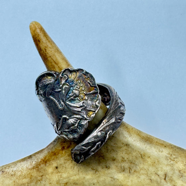 Vintage Spoon Ring Sterling Silver Boho Cocktail Ring Size 5