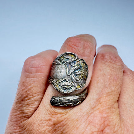 Vintage Spoon Ring Sterling Silver Boho Cocktail Ring Size 5