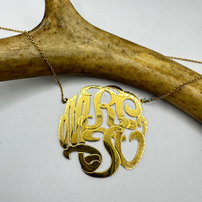 Vintage Gold Insignia Charm Necklace 925 Sterling Silver