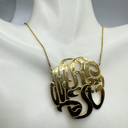 Vintage Gold Insignia Charm Necklace 925 Sterling Silver