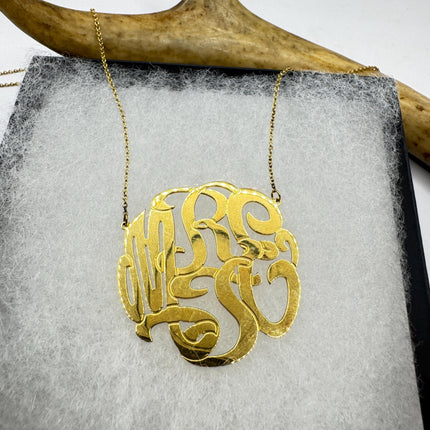 Vintage Gold Insignia Charm Necklace 925 Sterling Silver