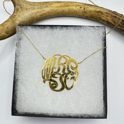 Vintage Gold Insignia Charm Necklace 925 Sterling Silver