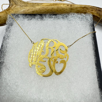 Vintage Gold Insignia Charm Necklace 925 Sterling Silver
