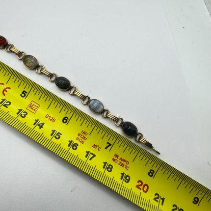 Vintage Gold Filled Scarab Bracelet - Onyx Gemstone Tennis Bracelet