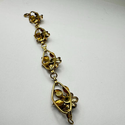 Vintage Rose Gold Filled Rose Flower Chain Bracelet