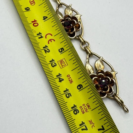 Vintage Rose Gold Filled Rose Flower Chain Bracelet