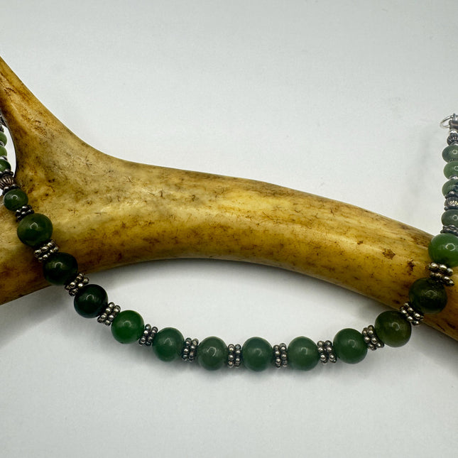 Vintage Green Jade Gold Filled Bracelet - Minimal Everyday Layered Stacking - Dainty Simple Design