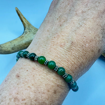 Vintage Green Jade Gold Filled Bracelet - Minimal Everyday Layered Stacking - Dainty Simple Design