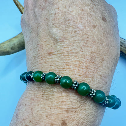 Vintage Green Jade Gold Filled Bracelet - Minimal Everyday Layered Stacking - Dainty Simple Design