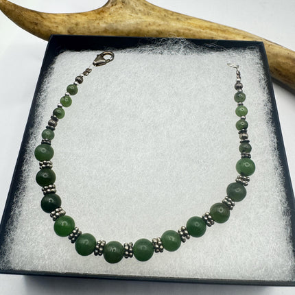 Vintage Green Jade Gold Filled Bracelet - Minimal Everyday Layered Stacking - Dainty Simple Design