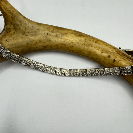 Vintage Silver Tennis Bracelet - Diamond Chip, Stackable Everyday Wear