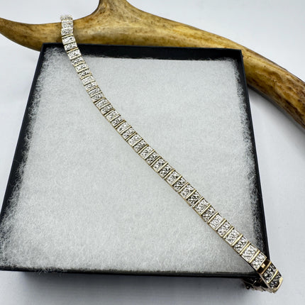 Vintage Silver Tennis Bracelet - Diamond Chip, Stackable Everyday Wear