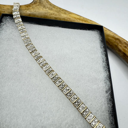Vintage Silver Tennis Bracelet - Diamond Chip, Stackable Everyday Wear