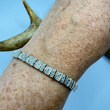 Vintage Silver Tennis Bracelet - Diamond Chip, Stackable Everyday Wear