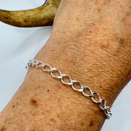 Vintage Silver Charm Bracelet: Layered Mesh Chain, 925 Sterling