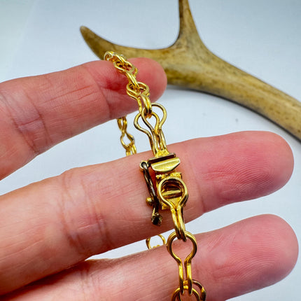 Vintage Gold Filled Mesh Charm Chain Bracelet | 7 Inch