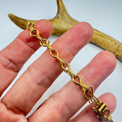 Vintage Gold Filled Mesh Charm Chain Bracelet | 7 Inch