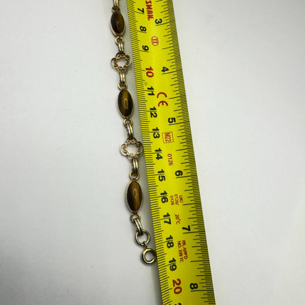 Vintage Tigers Eye 10k Gold Filled Chain Bracelet: Minimalist Layering Bracelet