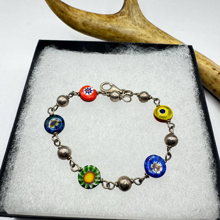 Vintage Venitian Glass Bracelet: Gold Filled Minimalist Layering