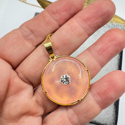 Vintage Rose Quartz Dragon Choker Gold Filled Necklace Pink Gemstone Necklace
