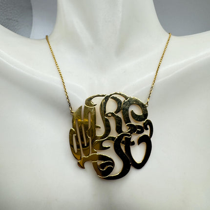 Vintage Gold Insignia Charm Necklace 925 Sterling Silver