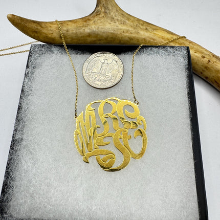 Vintage Gold Insignia Charm Necklace 925 Sterling Silver