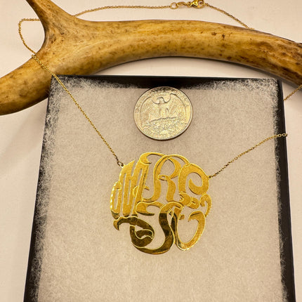 Vintage Gold Insignia Charm Necklace 925 Sterling Silver