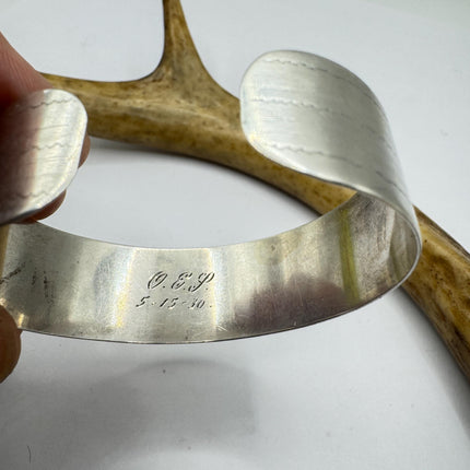 Vintage Silver Cuff Bracelet 925 Sterling Silver Elegant Engraved Edna-Small Wrist