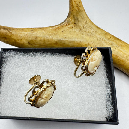 Vintage Cameo Clip-On Earrings: Gold Filled Screw ons