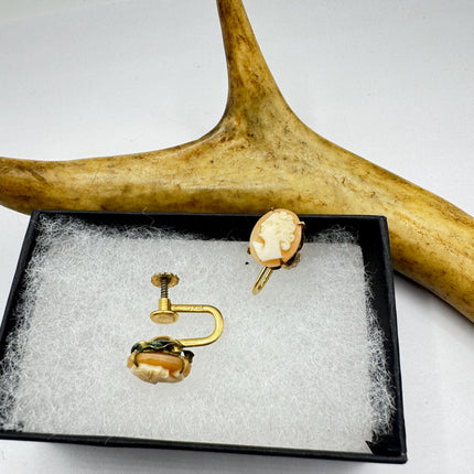 Vintage Cameo Clip-On Earrings: Gold Filled Screw ons