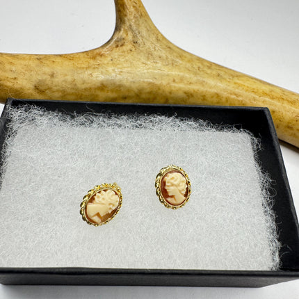 Vintage Cameo Earrings Simple Minimal Everyday Jewelry Gold Filled