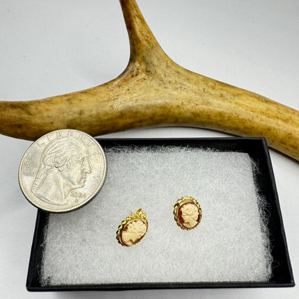 Vintage Cameo Earrings Simple Minimal Everyday Jewelry Gold Filled