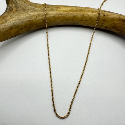 Vintage Rope Link Chain Necklace - Vintage 14k Gold Filled Delicate Design 18 Inches