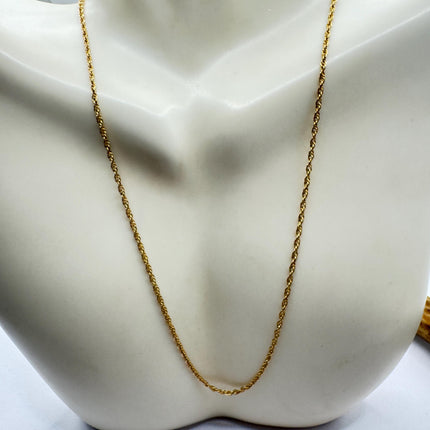 Vintage Rope Link Chain Necklace - Vintage 14k Gold Filled Delicate Design 18 Inches