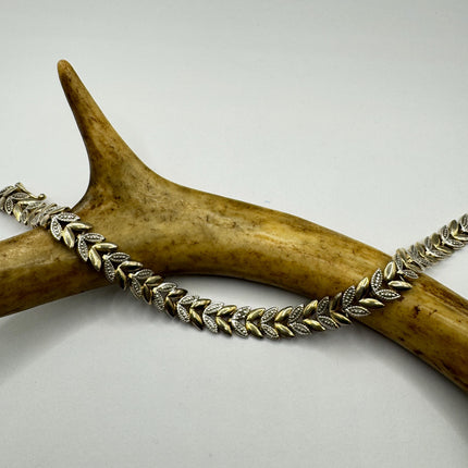 Vintage Diamond Chip Tennis Bracelet: Golden Sterling Silver Jewelry